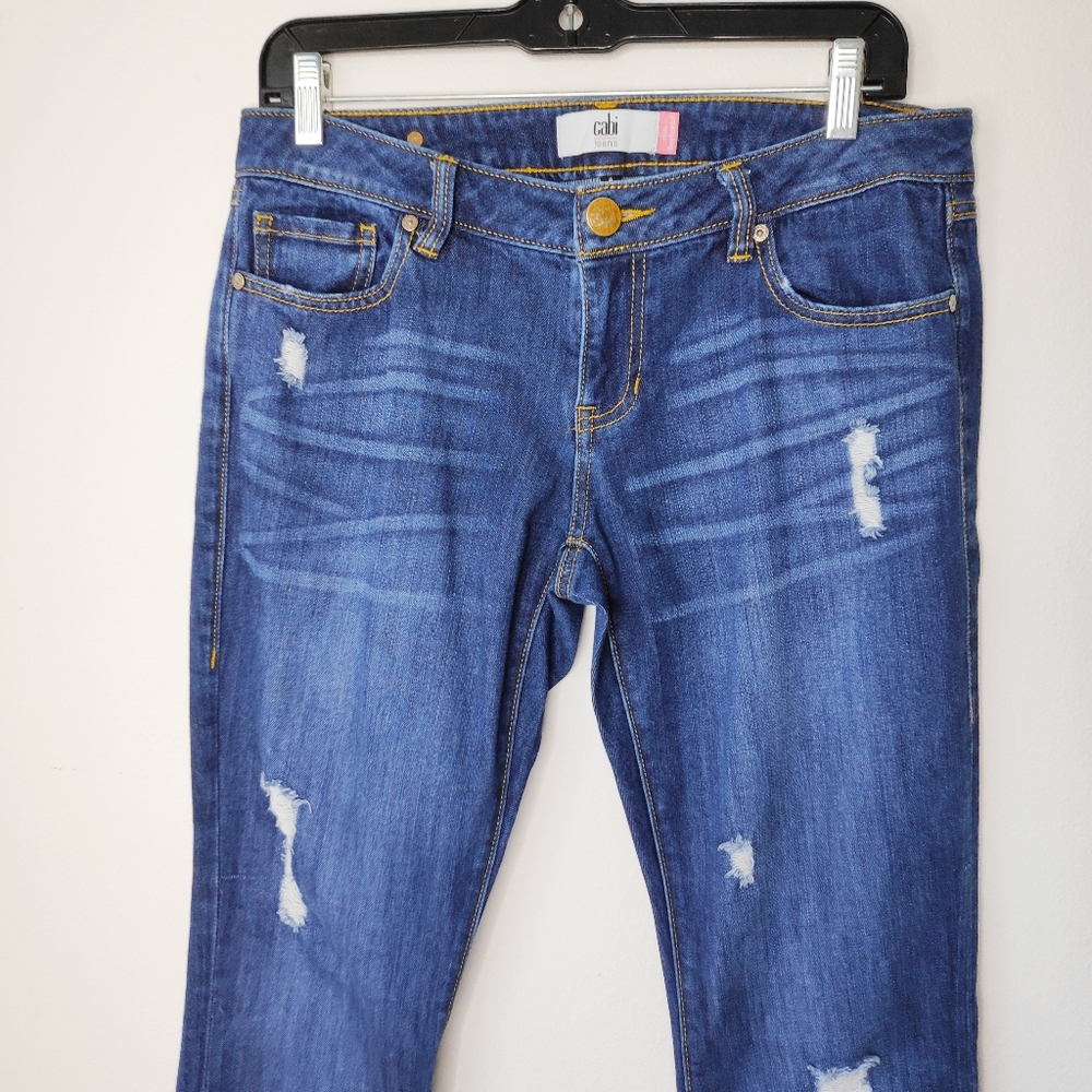 Cabi Slim Boyfriend Denim Jeans Distressed Size 4 - Picture 3 of 8